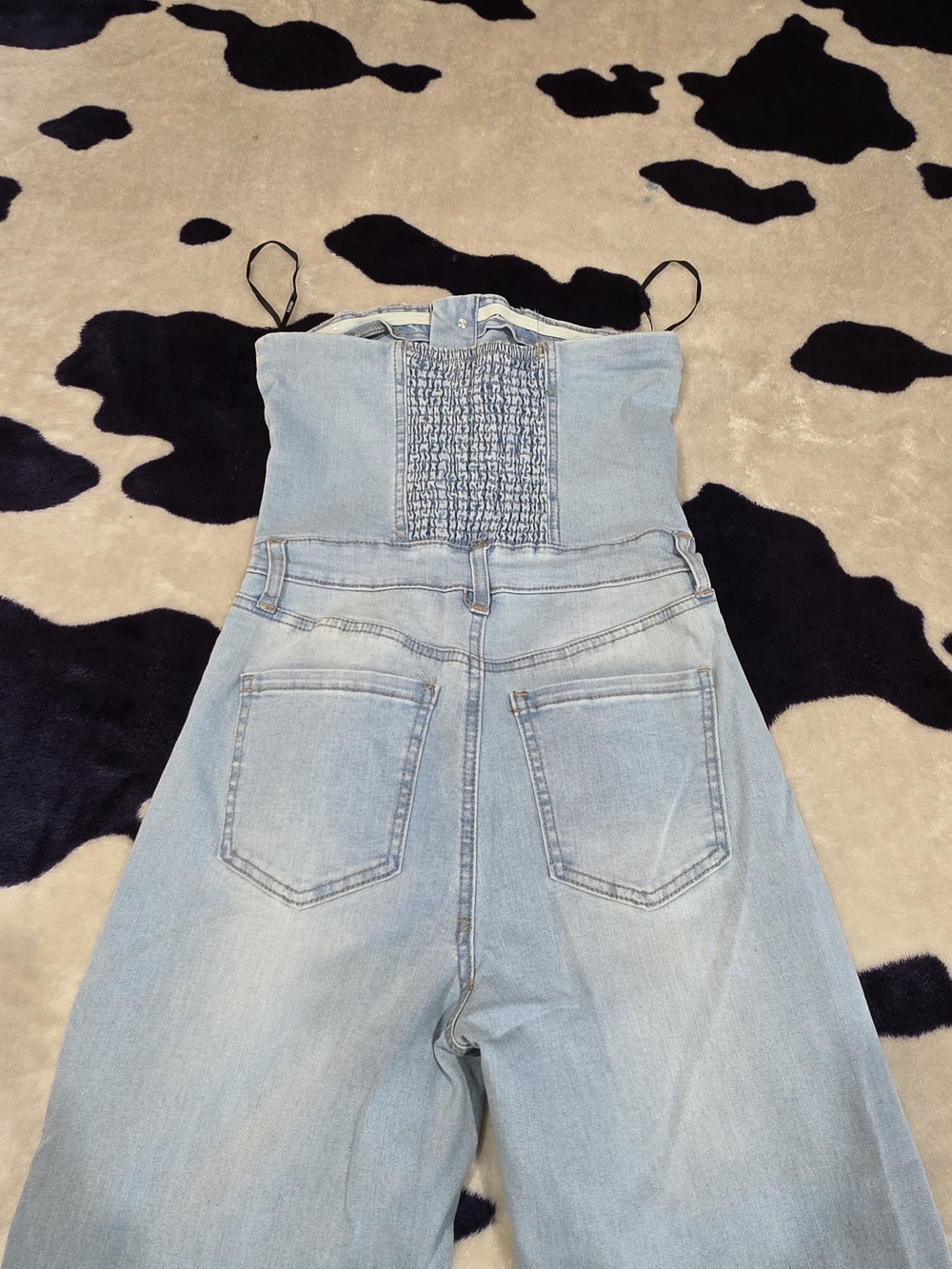 Forever 21 Light Blue High-Rise Denim Jumpsuit